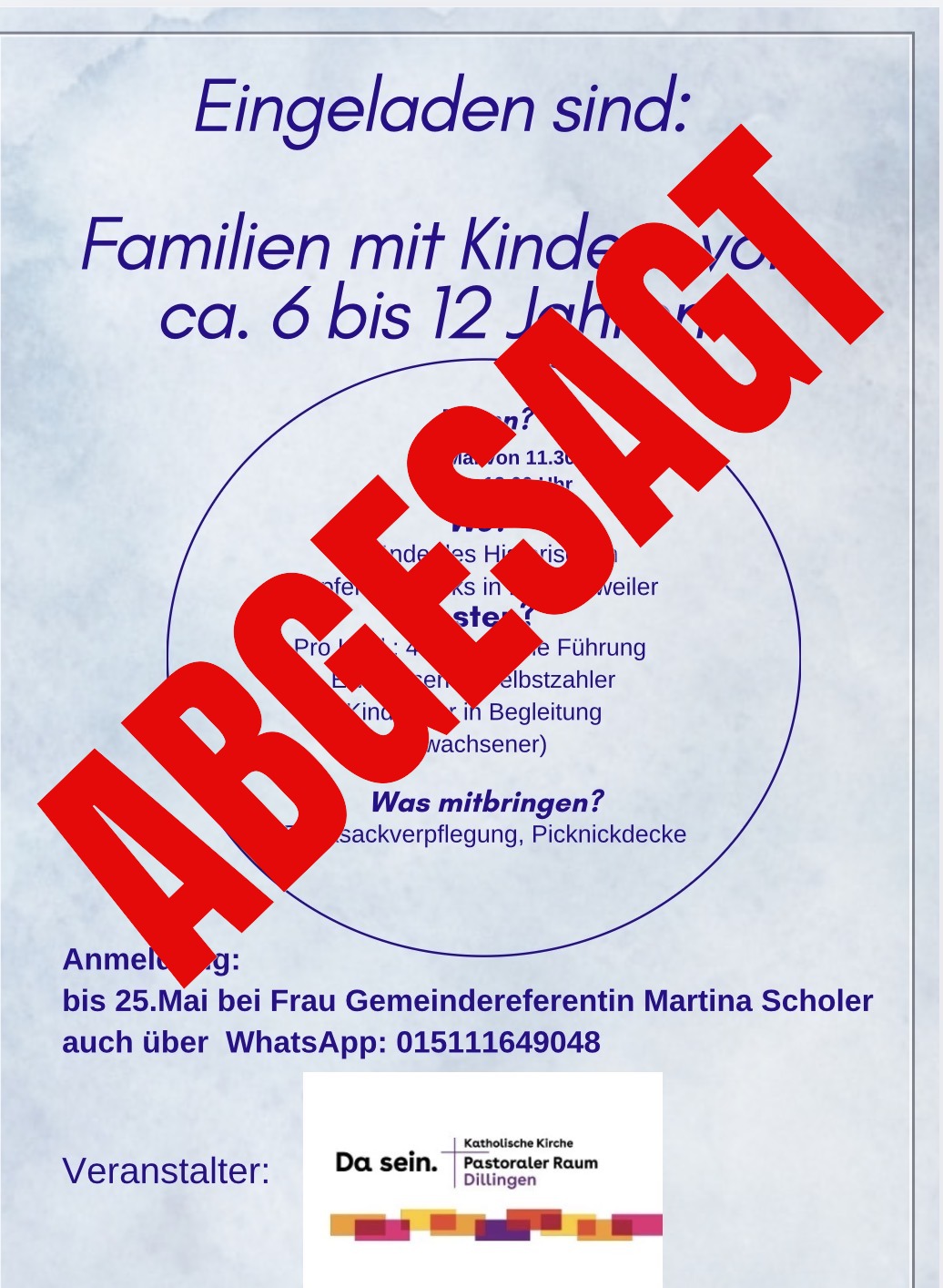 Abenteuer Kirche Kupferbergwerk abgesagt