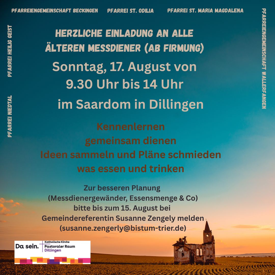 Einladung zum Treffen für ältere Messdiener
