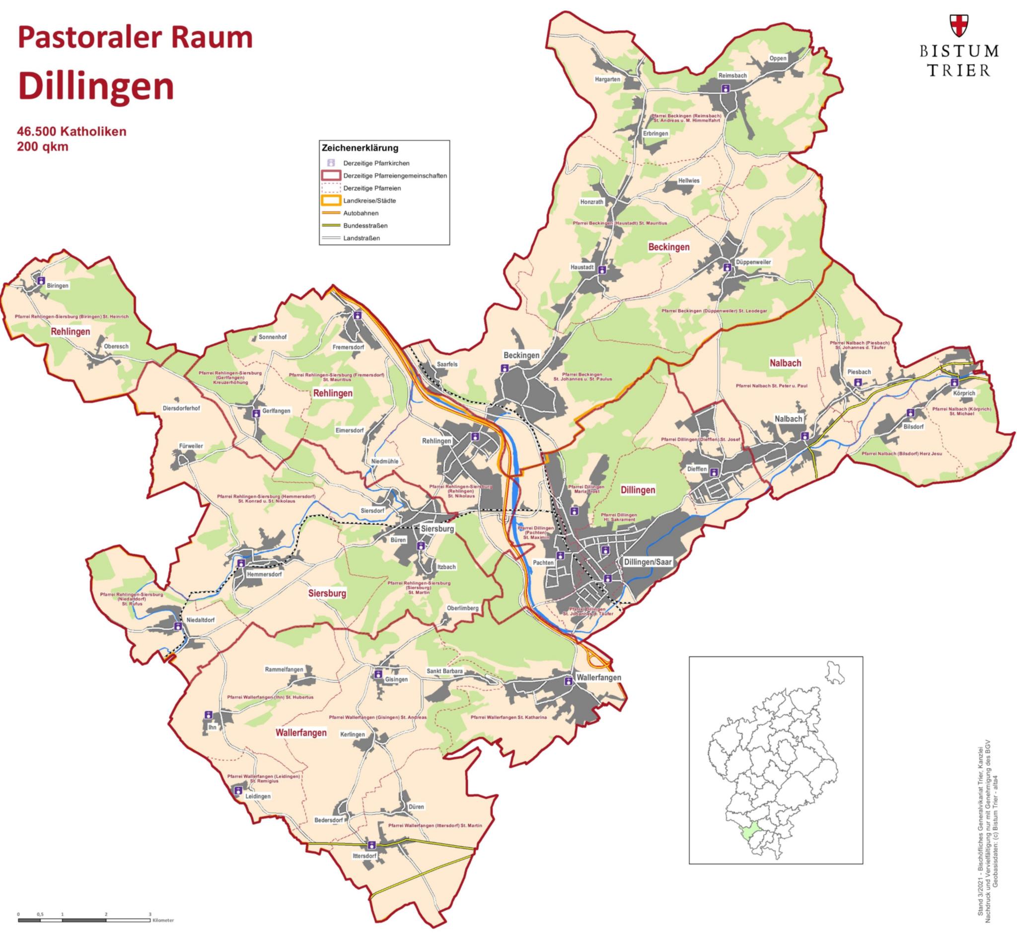 Karte Pastoraler Raum Dillingen